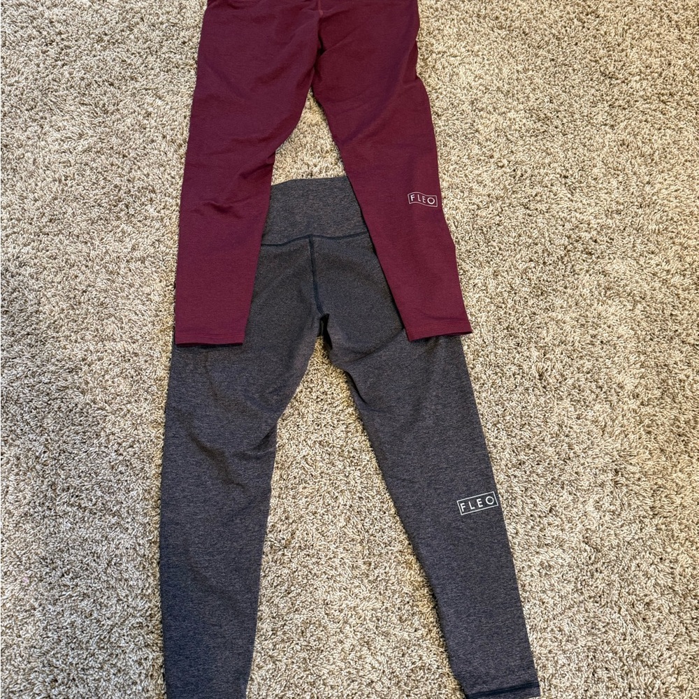 Fleo Leggings - Maroon and Heather Brown